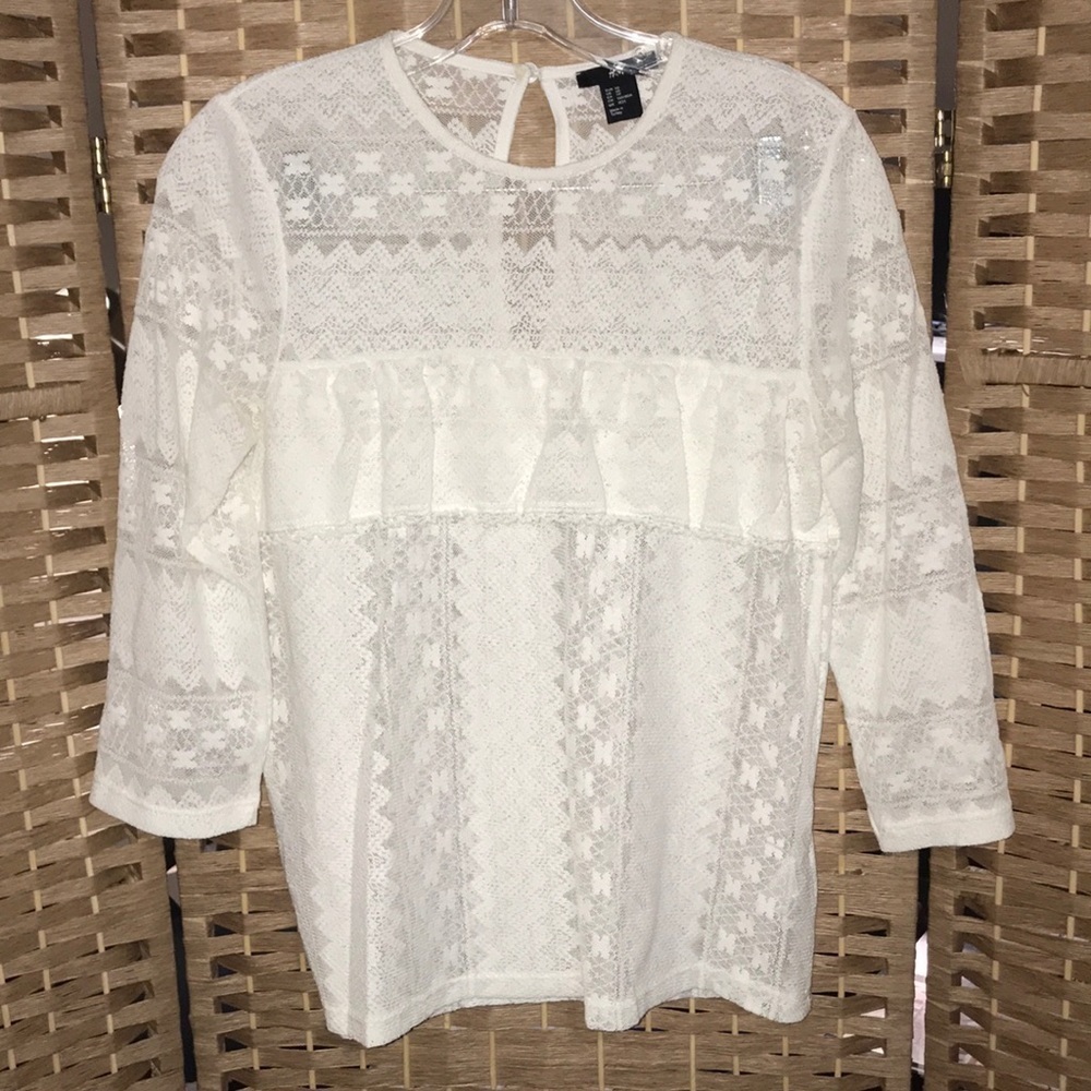 H&M lace blouse cream XS